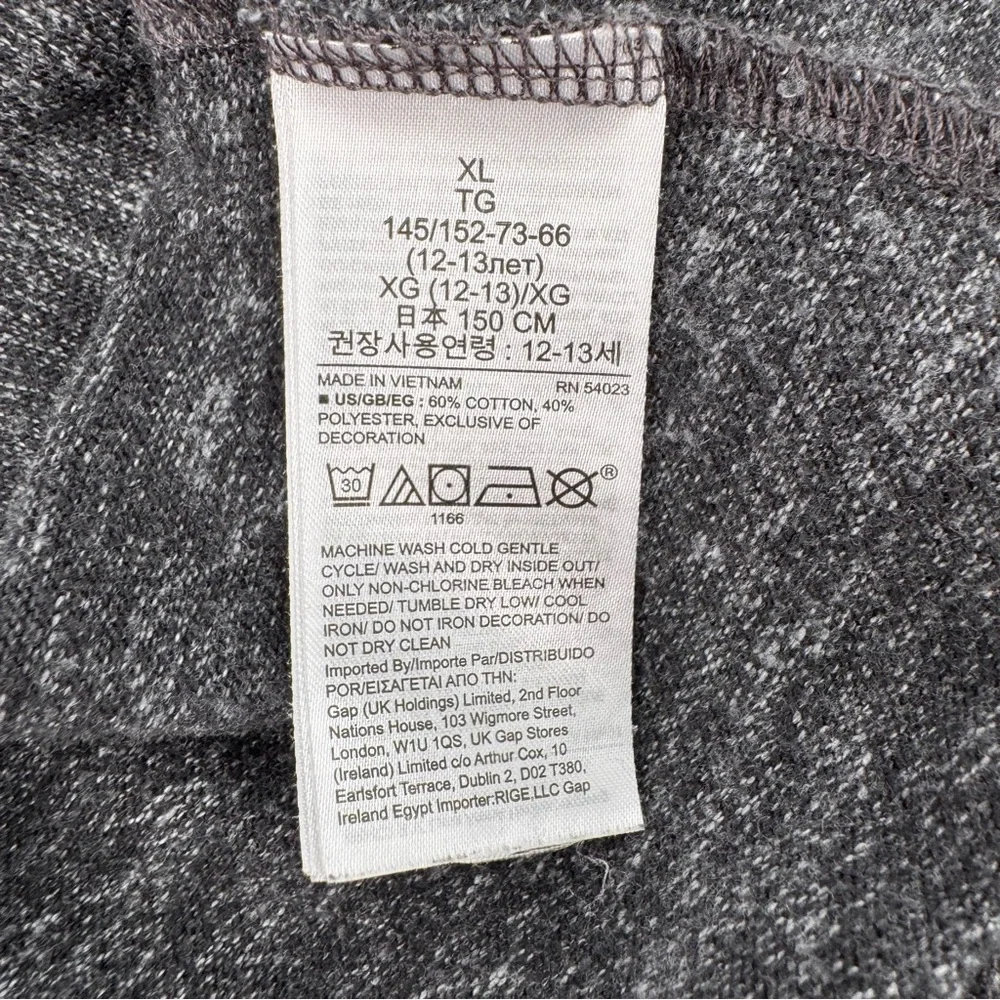 Gap‎ Kids Cotton Blend Long Sleeve Hoodie Kangaroo Pocket Heather Gray Size XL